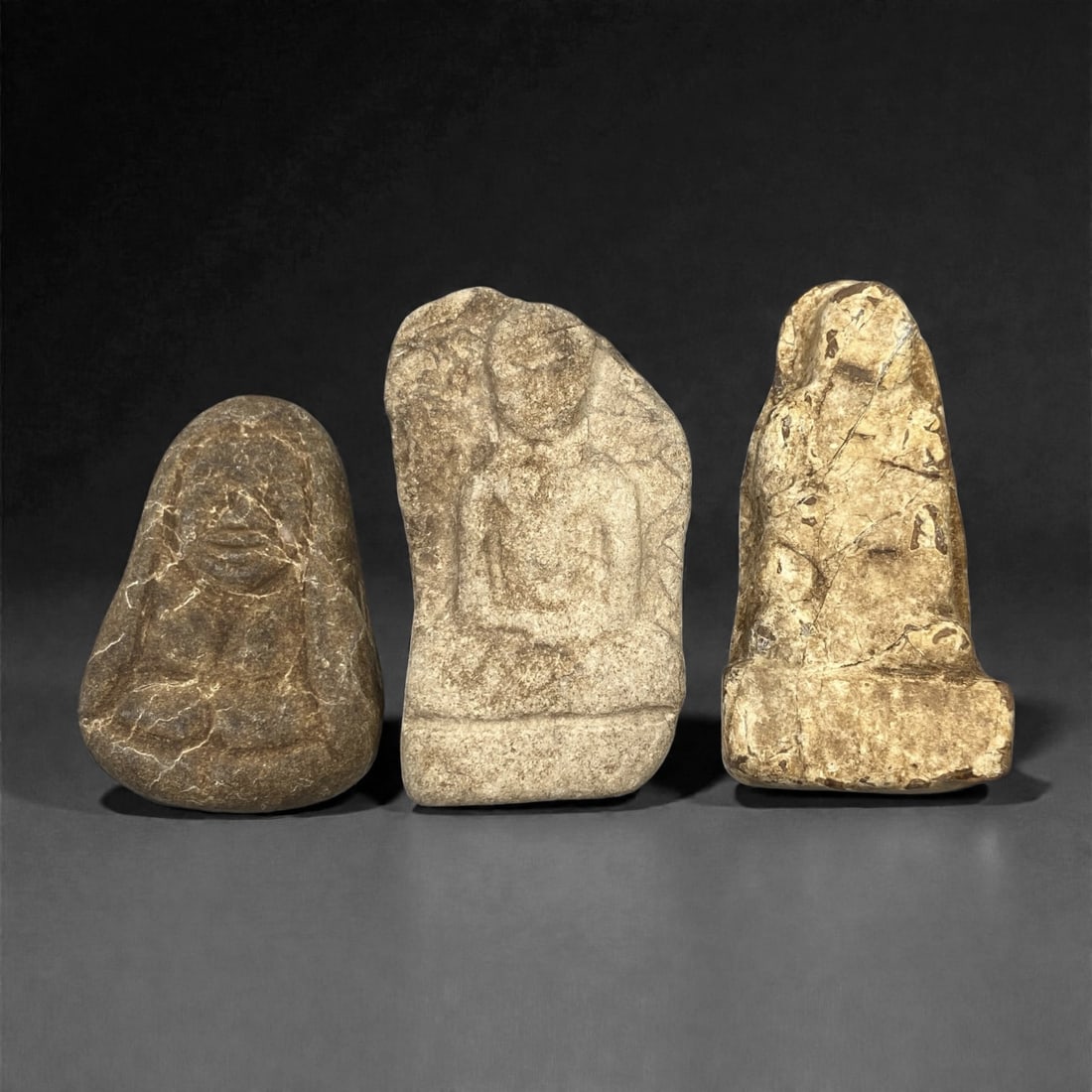 A Group of Three Edo Period Buddhist Stone Carvings, 17th-19th Century, 8FN (1 of 1)