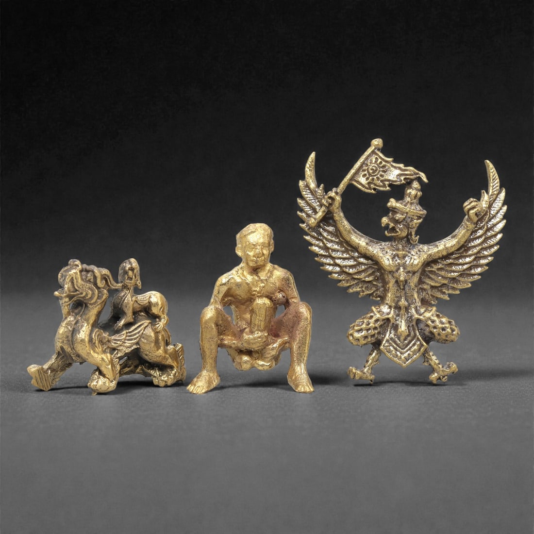 A Set of Three Thai Brass Mythological and Figural Figures, 20th Century, 77ZG (1 of 1)