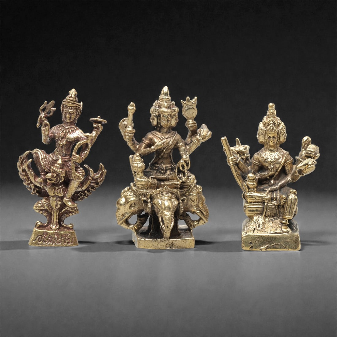 A Set of Three Thai Brass Hindu Deity Figures, 20th Century, 64ZG (1 of 1)