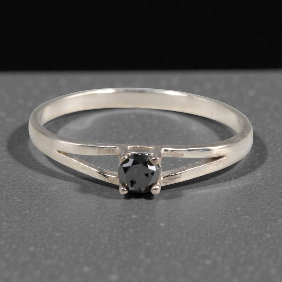 Sterling Silver (925) Ring with Black Diamond - Size 7.5 US, 121A (1 of 3)