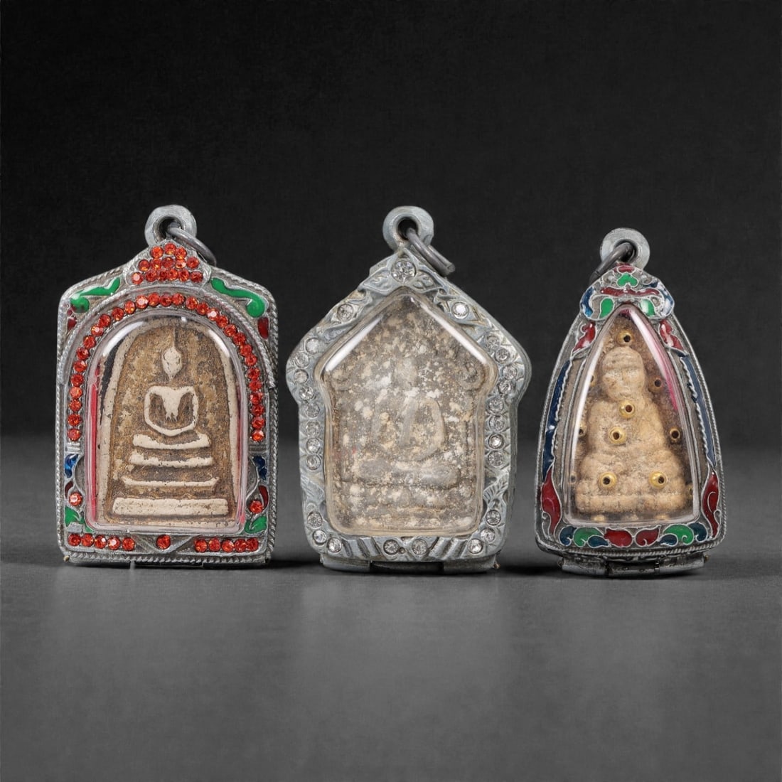 A Group of Three Thai Terracotta Buddha Amulets, 20th Century, 25FL (1 of 1)