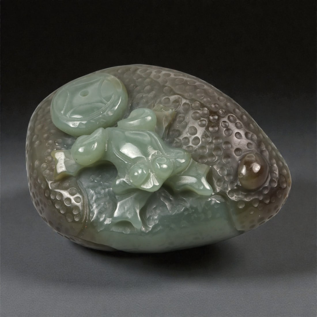 A Chinese Nephrite Jade Money Toad on Pebble, 20th Century, 55YA (1 of 3)