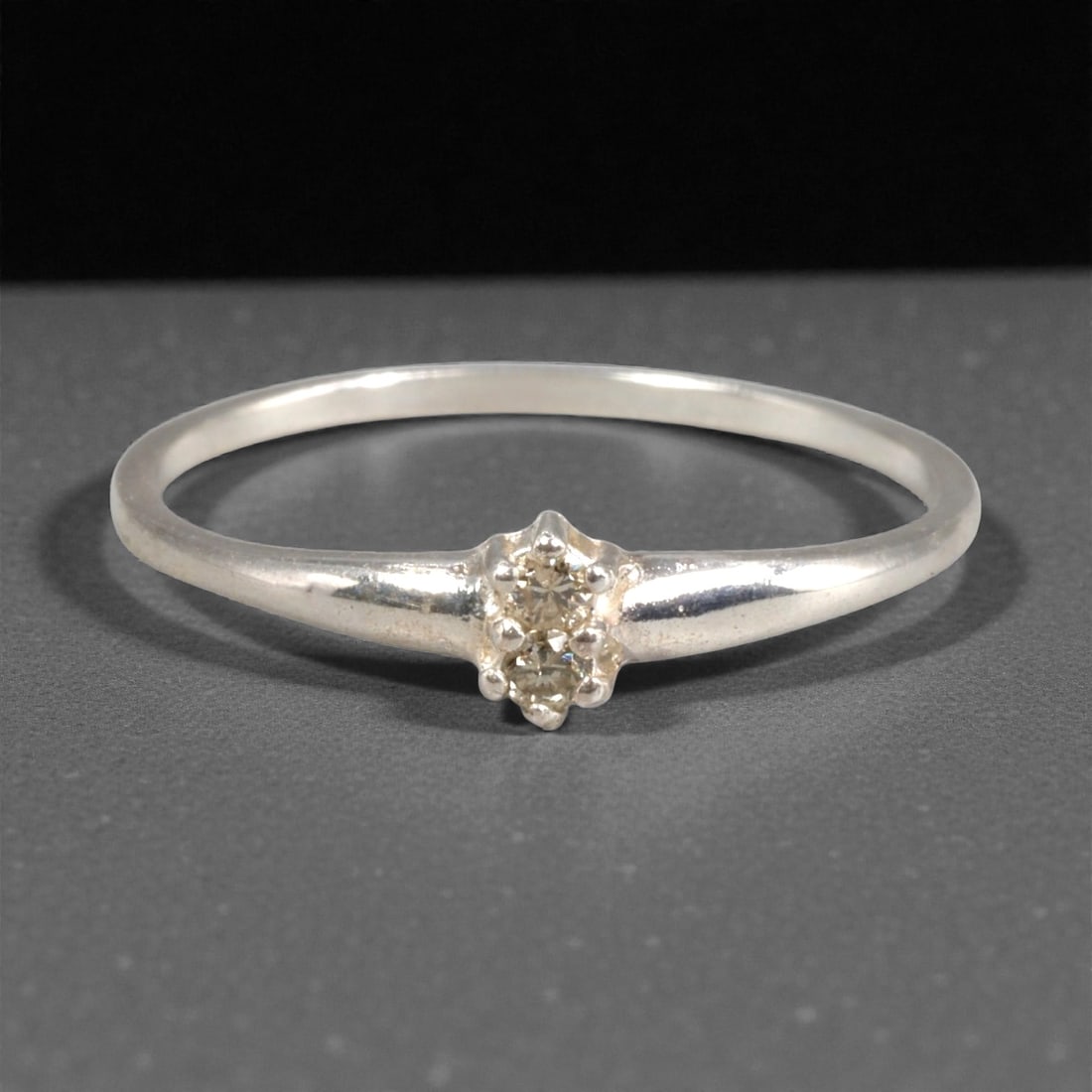Sterling Silver (925) Ring with Two Champagne Diamonds - Size 6.75 US, 140A (1 of 3)