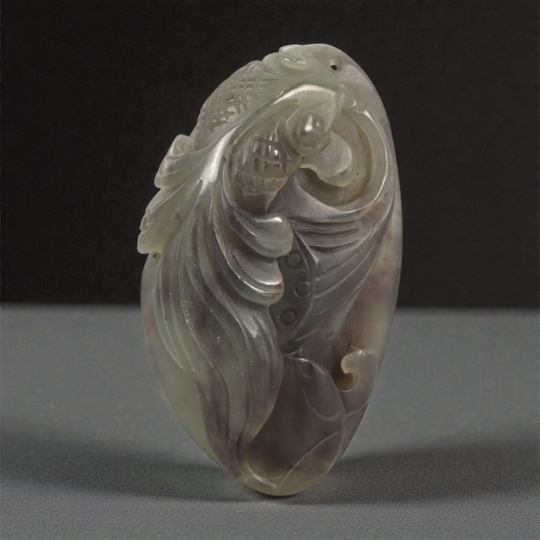 A Chinese Nephrite Jade Fish Carving, 20th Century, 56YA (1 of 2)
