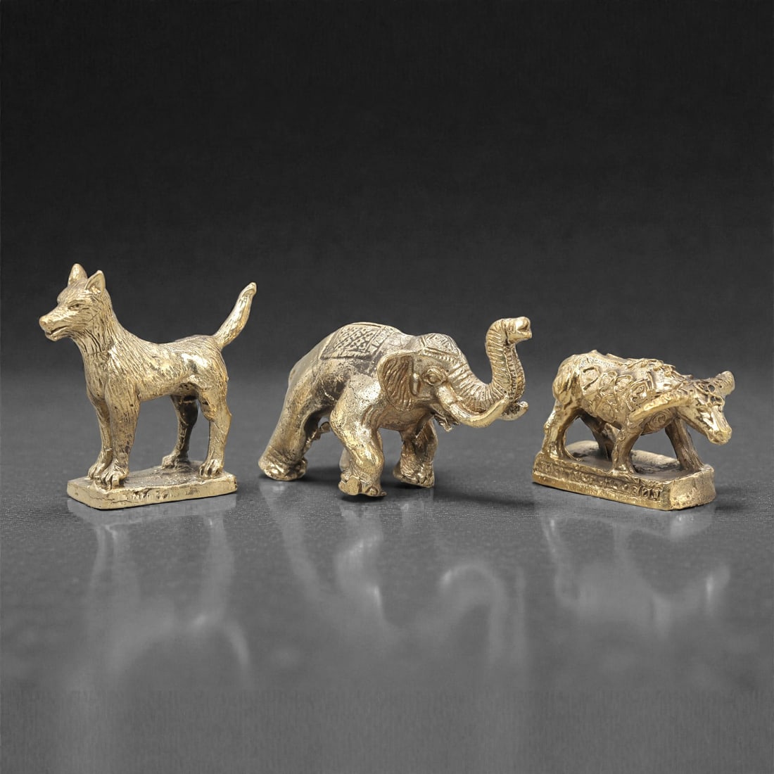 A Set of Three Thai Brass Animal Figures, 20th Century, 74ZG (1 of 1)
