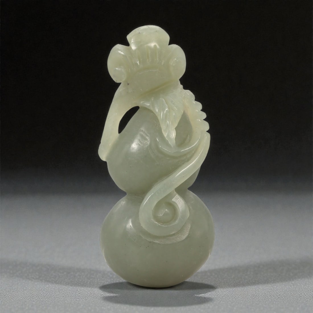 A Chinese Nephrite Jade Double-Gourd Hulu Pendant, 20th Century, 20FB (1 of 2)