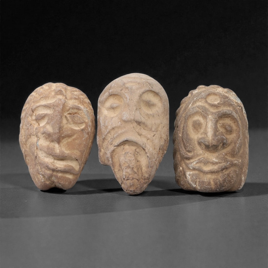 A Group of Three Ancient Near Eastern Stone Maskettes, 2nd-1st Millennium BCE, 51FL (1 of 1)