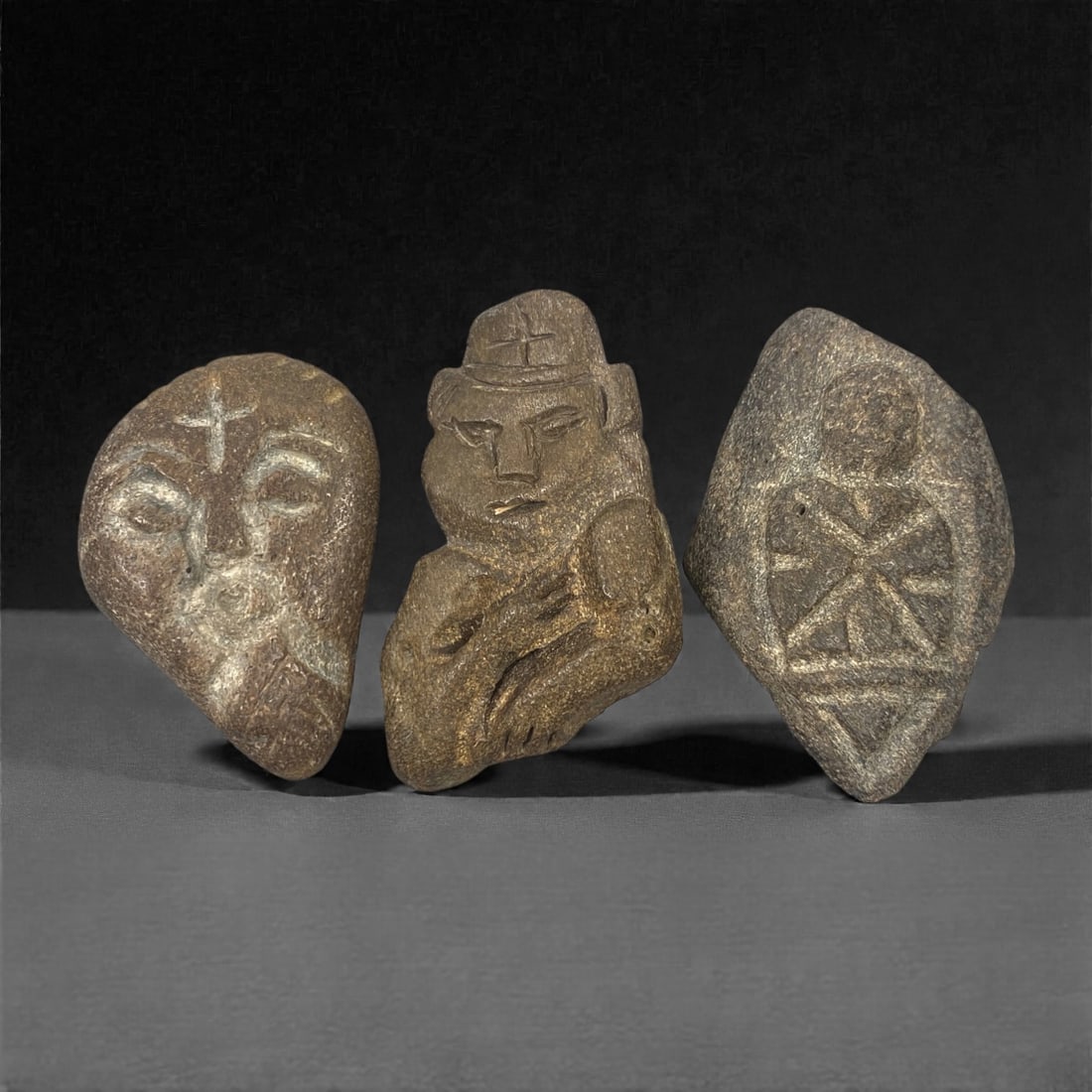 A Group of Three Christian Period Stone Carvings, 4th-7th Century, 9FN (1 of 1)
