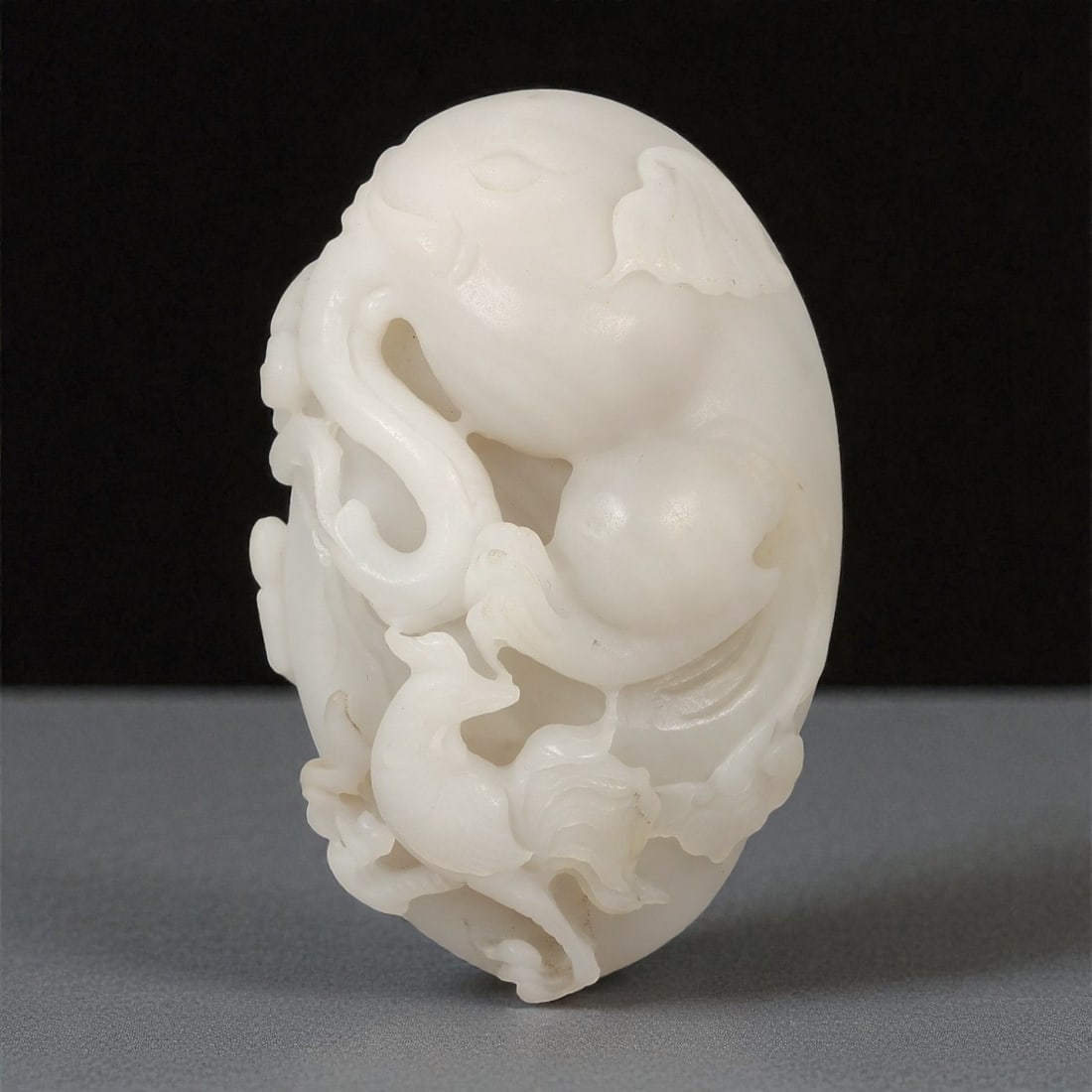 A Chinese Hetian Jade Carving of an Elephant and Phoenix, 20th Century, 9FD (1 of 2)