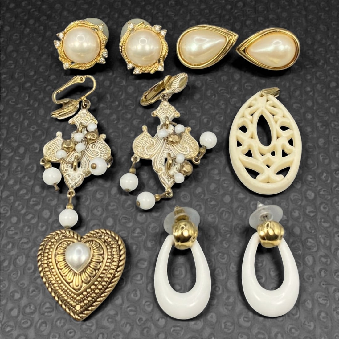 An Estate Lot of Four Pairs of Earrings, One Pendant, and One Brooch, Late 20th Century, 47ZF (1 of 1)