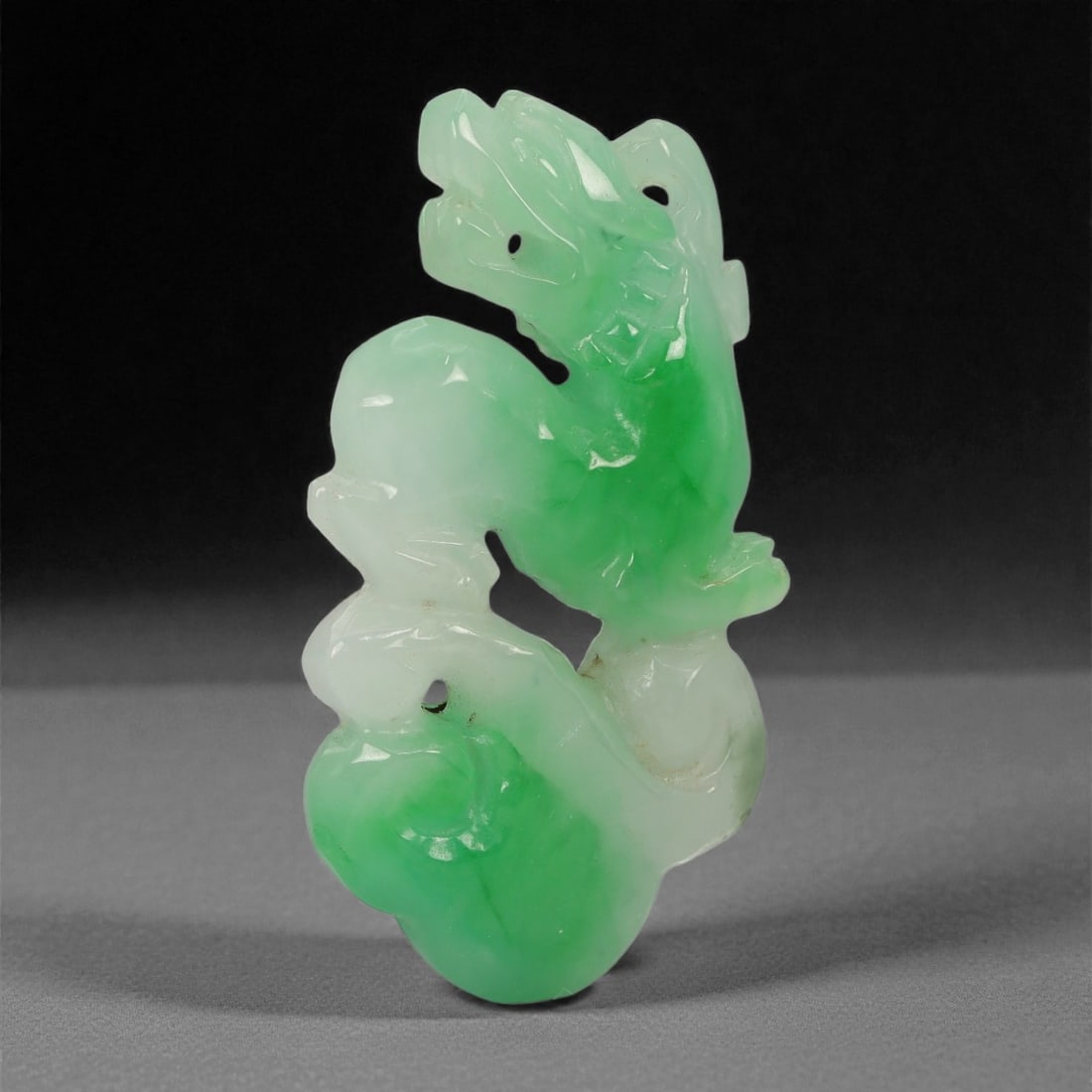 A Chinese Jadeite Jade Pendant with Mythical Beast, 20th Century, 71FD (1 of 2)