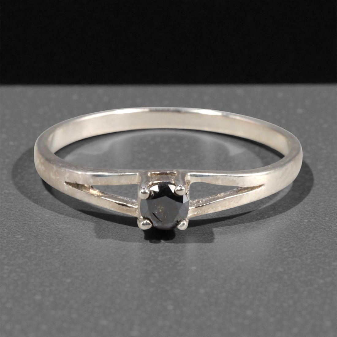 Sterling Silver (925) Ring with Black Diamond - Size 7 US, 132A (1 of 3)