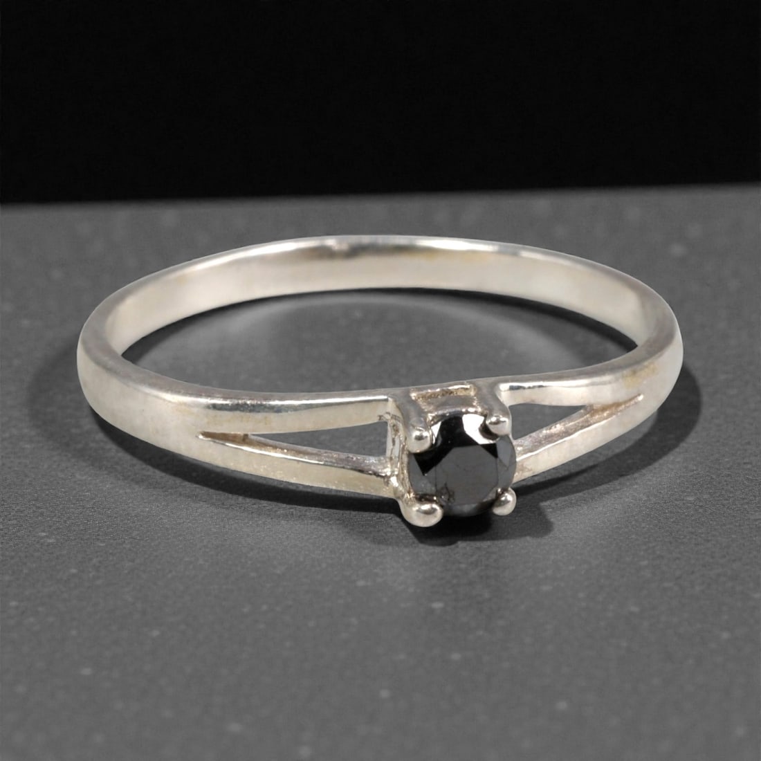 Sterling Silver (925) Ring with Black Diamond - Size 7.5 US, 131A (1 of 3)