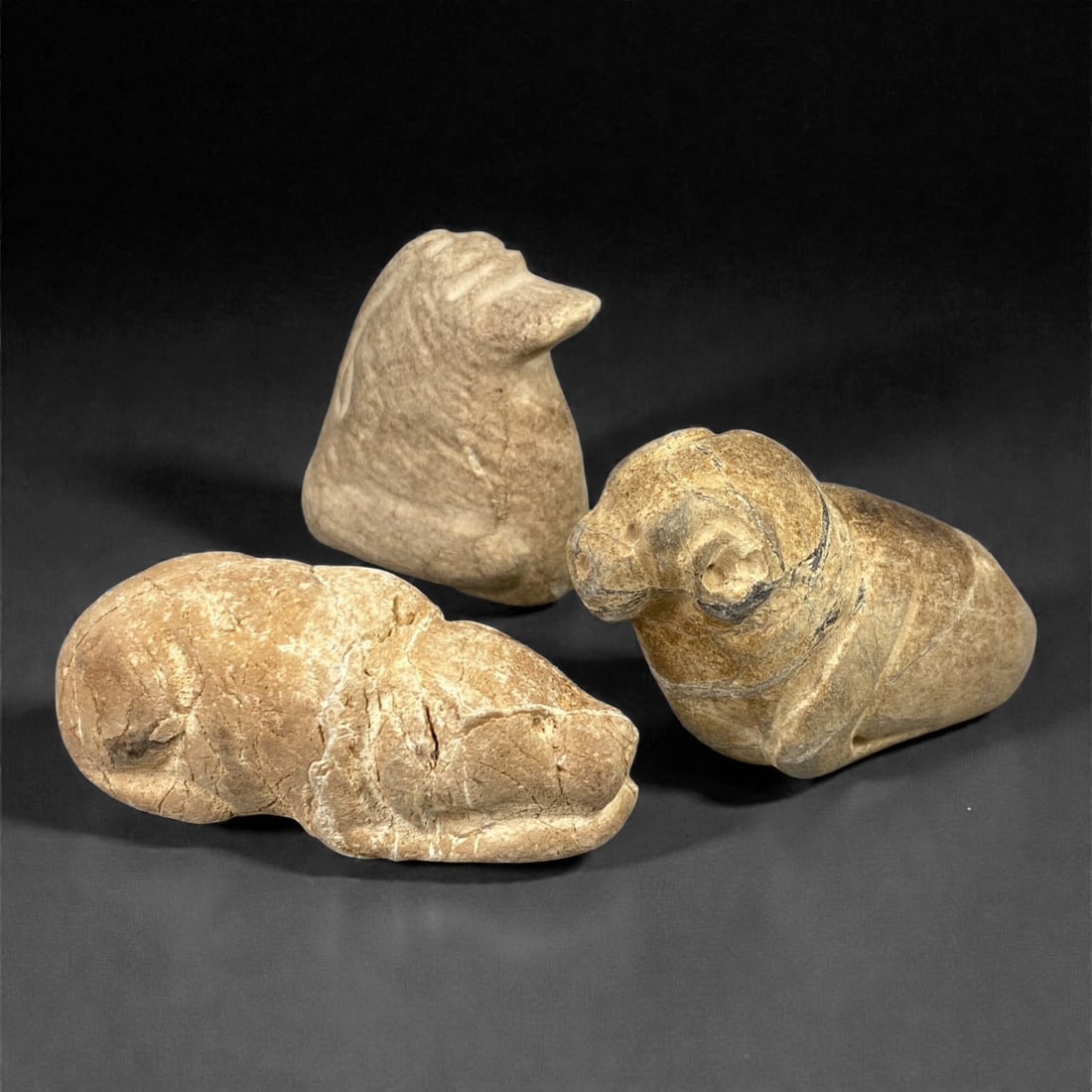 A Group of Three Ancient Stone Zoomorphic Effigies, 2nd-1st Millennium BCE, 73FM (1 of 1)