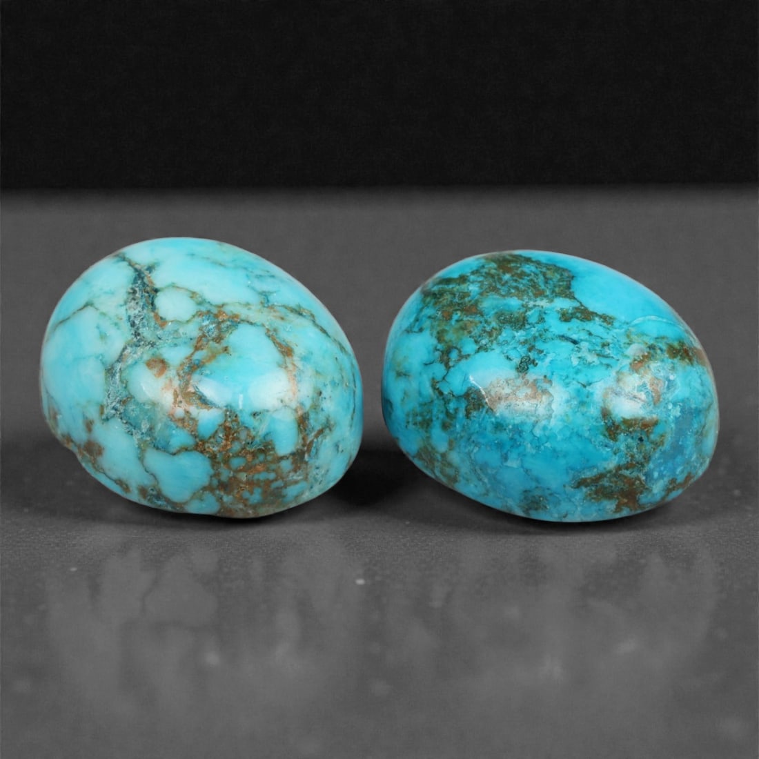 11.38 Carats Robin Egg Blue Arizona Turquoise Pair - Natural American Cabochons, 37XK (1 of 1)