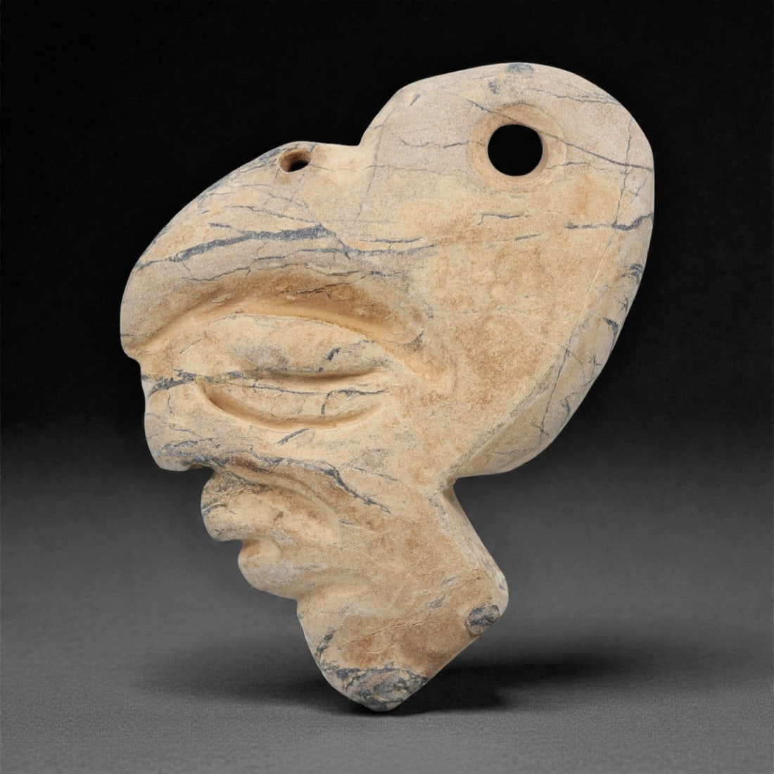 A Pre-Columbian Stone Head Pendant, 10th-15th Century, 37FM (1 of 2)