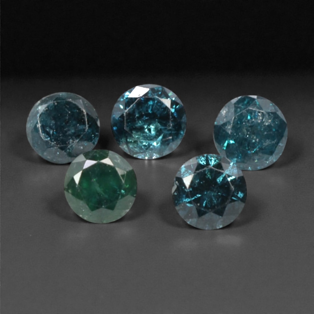 5 Pieces Irradiated Blue Diamond Parcel - Round Brilliant Cut, 2.4mm, 242A (1 of 1)