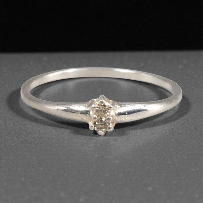 Sterling Silver (925) Ring with Two Champagne Diamonds - Size 6.75 US, 140A (1 of 3)