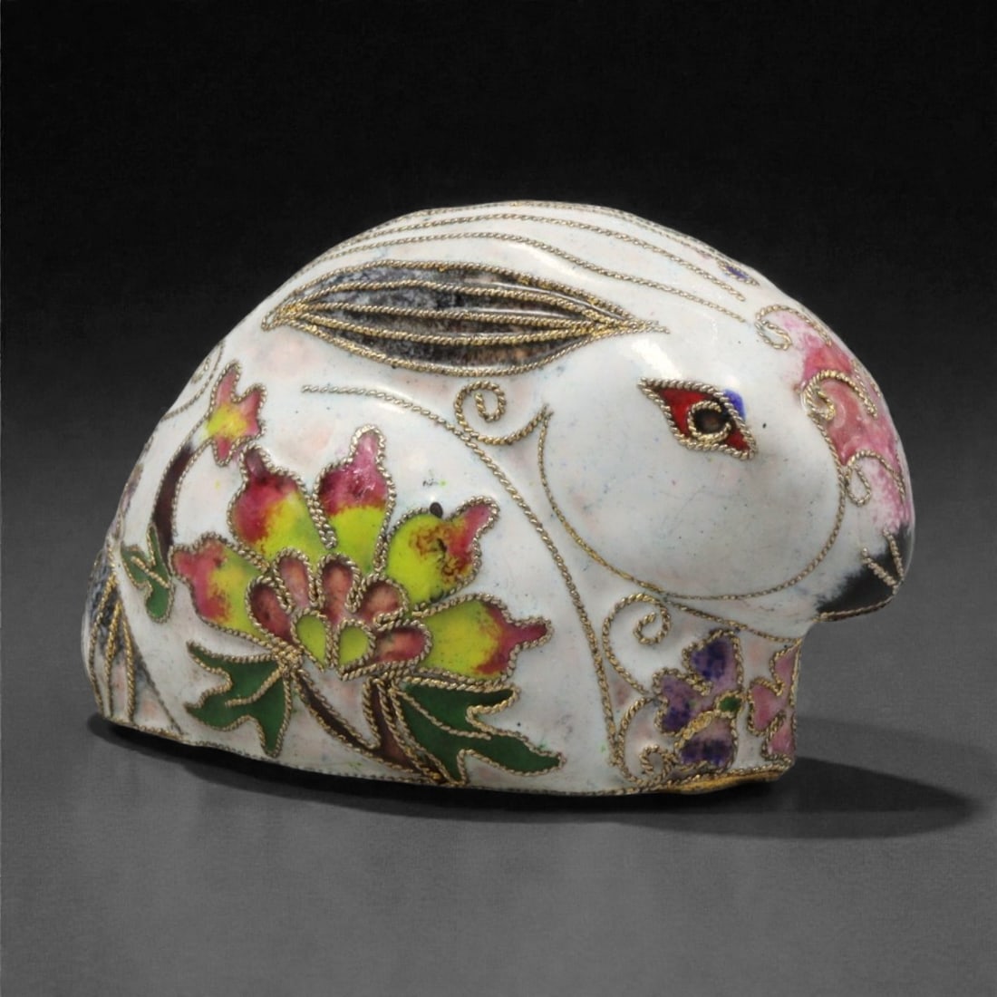 A Chinese Cloisonne Enamel Rabbit Effigy, 20th Century, 67YC (1 of 2)