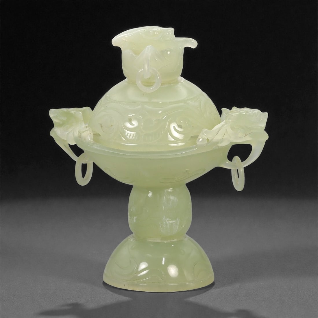 A Chinese Hetian Jade Censer and Stand, 20th Century, 32FH (1 of 3)