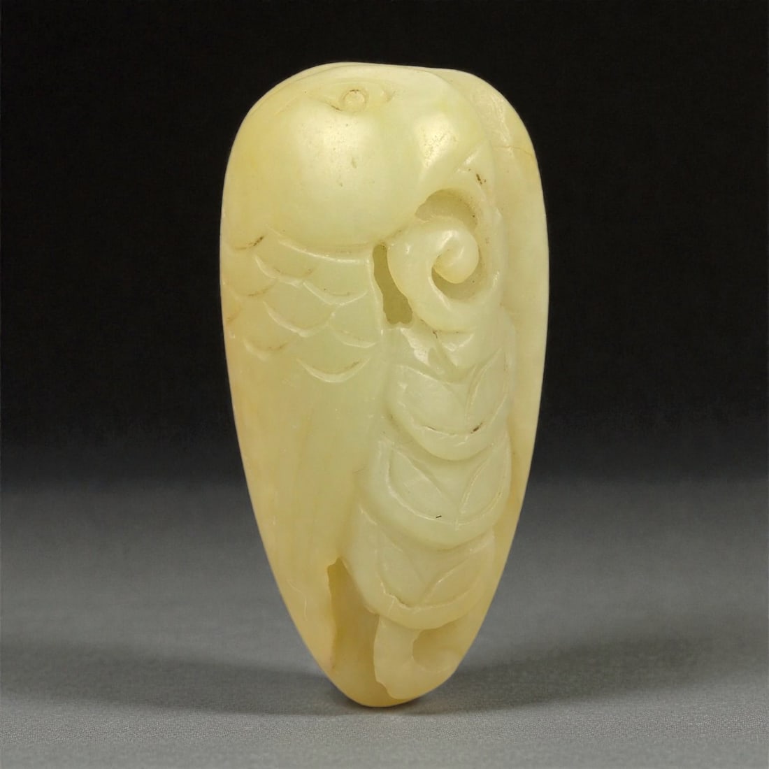 A Chinese Nephrite Jade Fruit Pendant with Coin Motifs, 20th Century, 58FA (1 of 2)