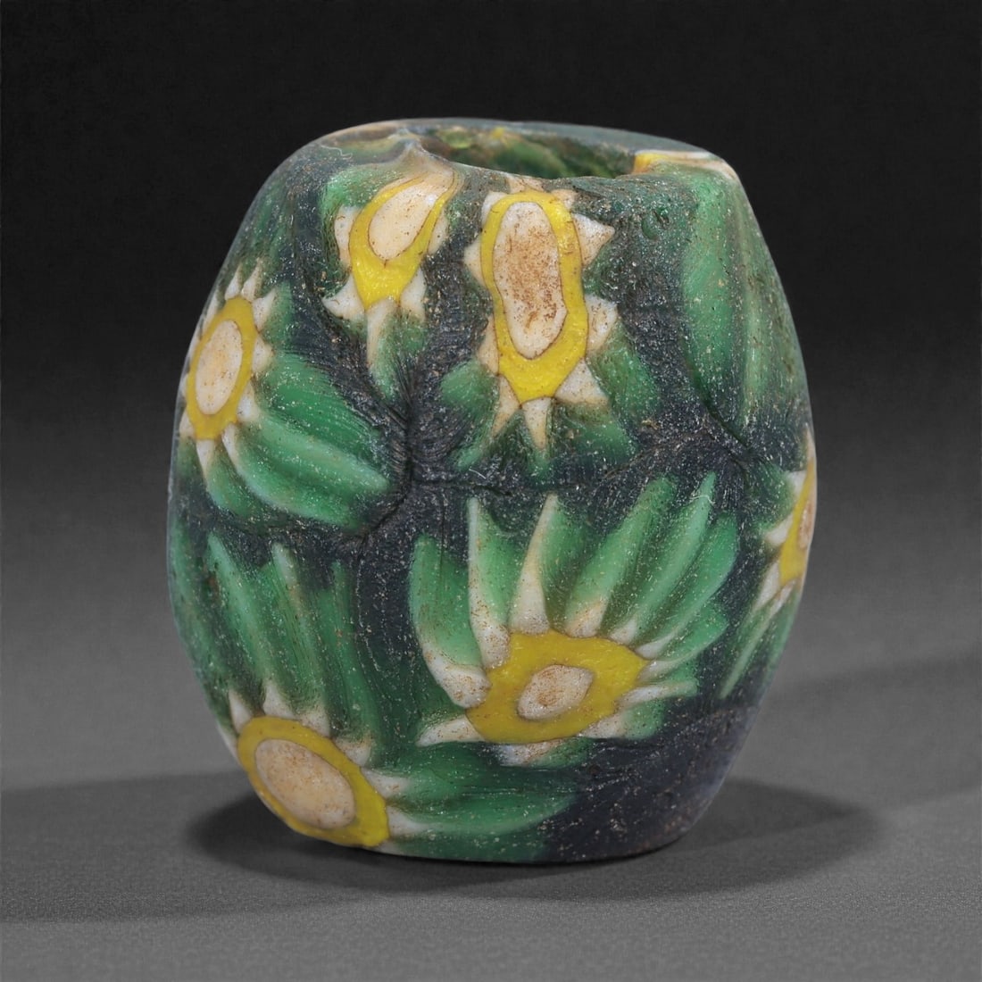 Antique Glass Bead - Venetian Floral Millefiori Cylinder, 46J (1 of 2)