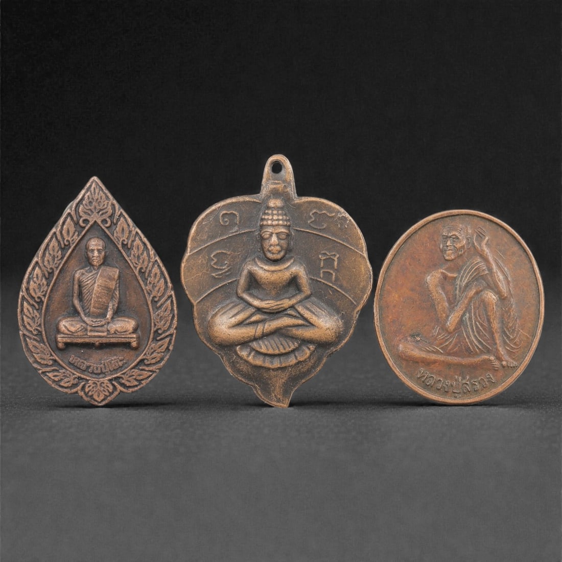 Three Thai Copper Alloy Devotional Amulets, 20th Century, 80FN (1 of 2)