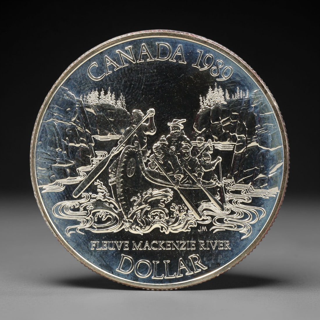 CANADA: Exploration Legacy - Mackenzie River Silver Dollar Coin, 1989, 36.07mm, 2ZJ (1 of 3)
