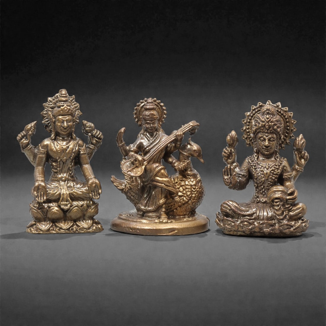 A Set of Three Thai Brass Hindu Deity Figures, 20th Century, 71ZG (1 of 1)