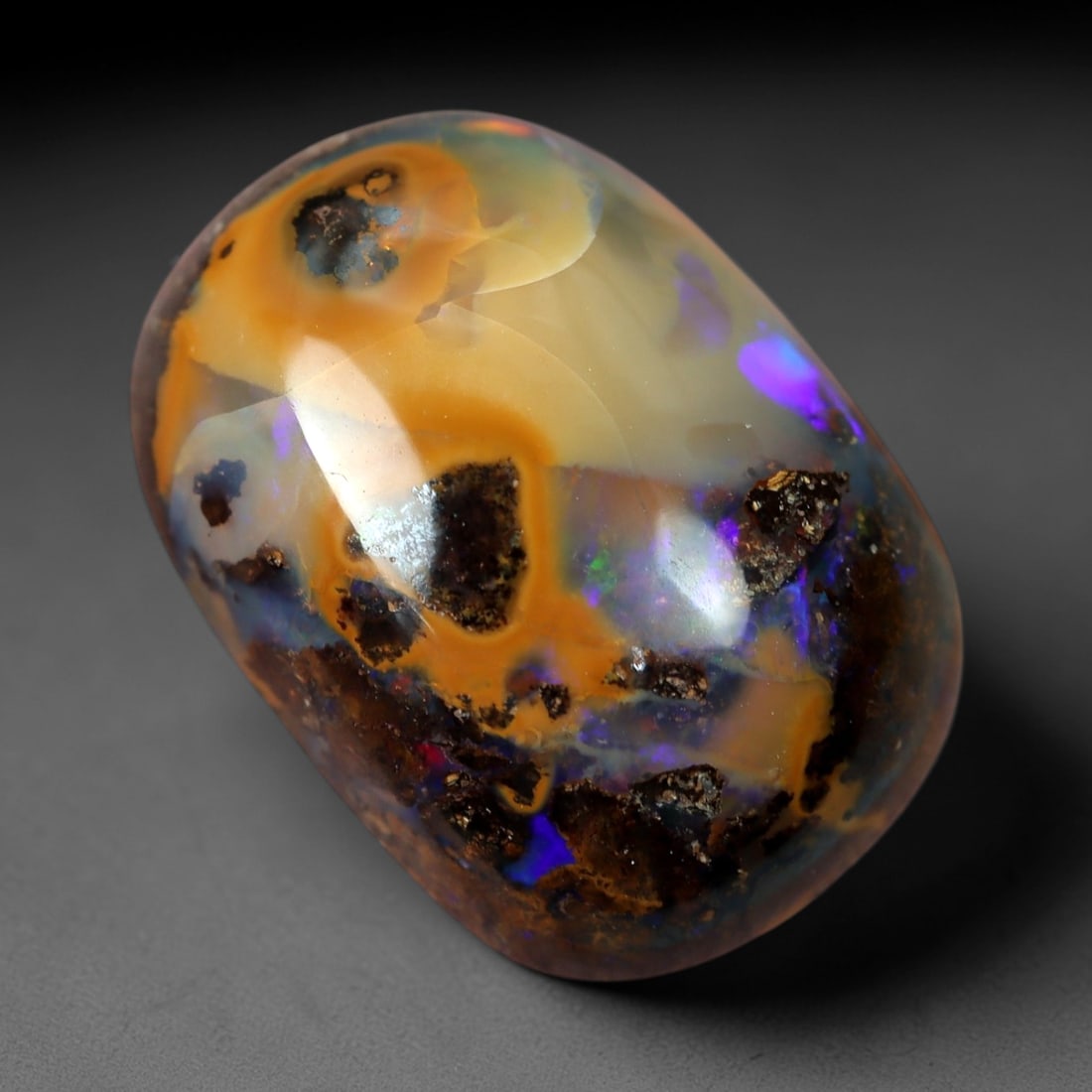 5.72 Carats Amber-Blue Iridescent Boulder Opal - Natural Australian Stone, 42XM (1 of 2)