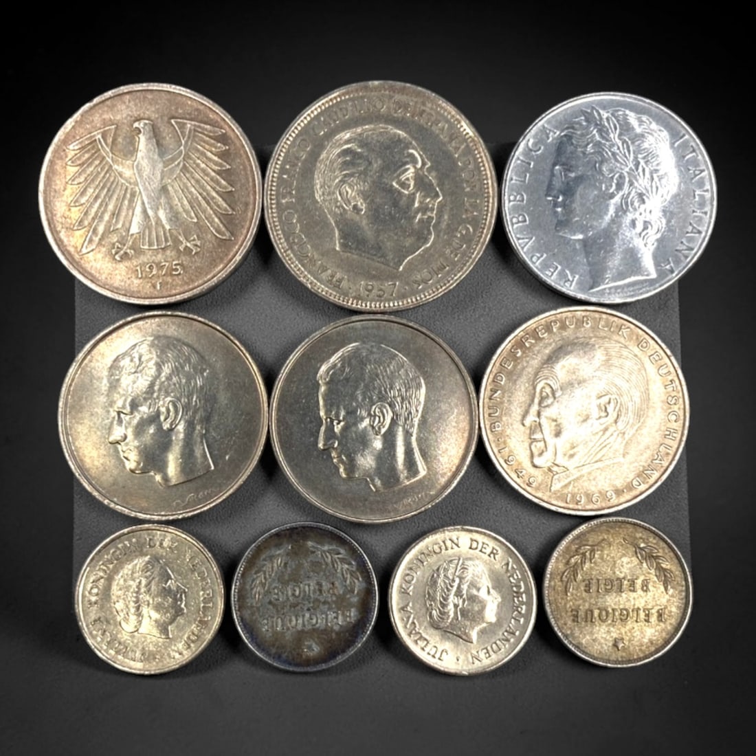 WESTERN EUROPE: Post-War Reconstruction 10-Coin Assortment, 1944-1978, 19-30mm, 32ZJ (1 of 2)