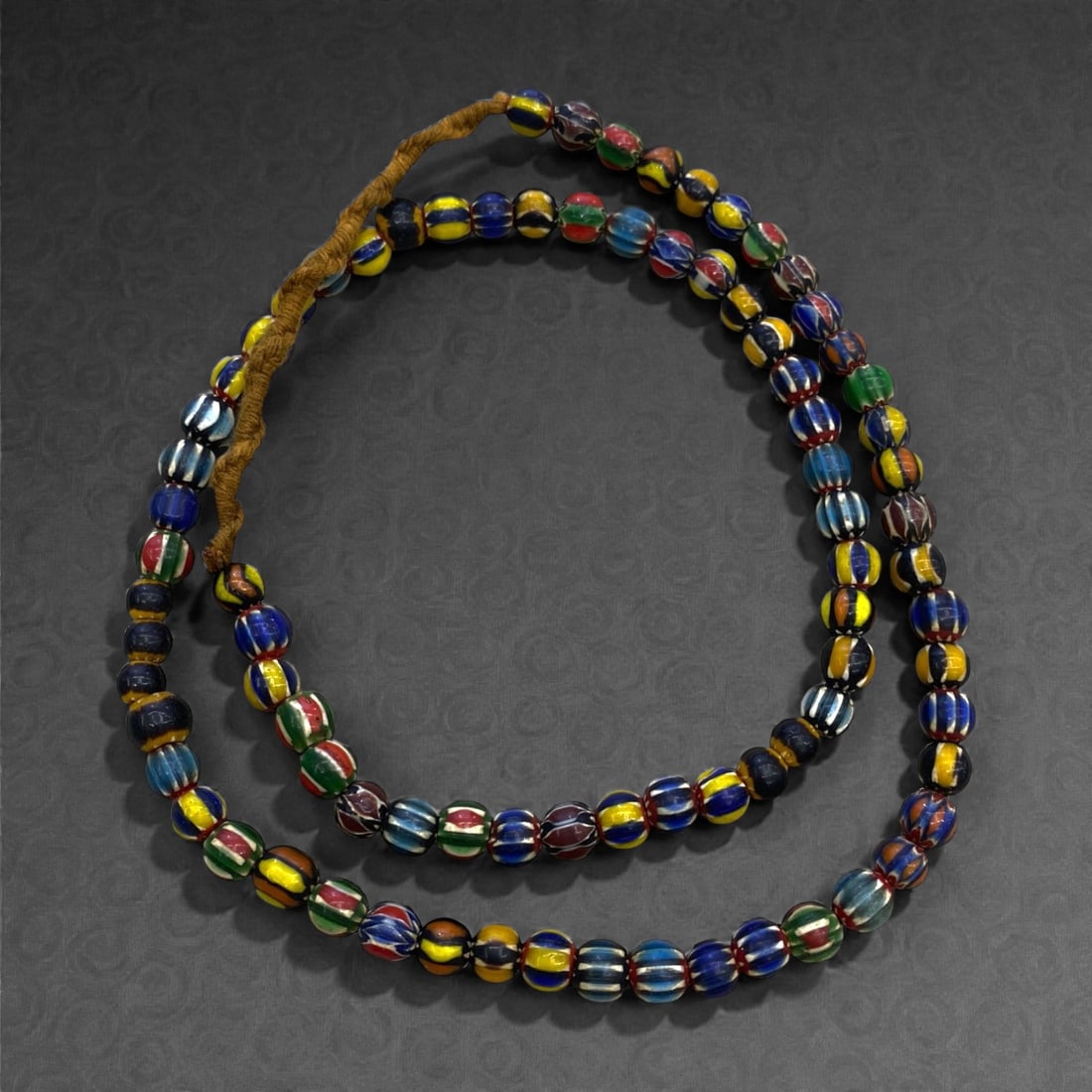 A Venetian Glass Chevron Bead Necklace Strand, 19th Century, 78g, 18AA (1 of 1)