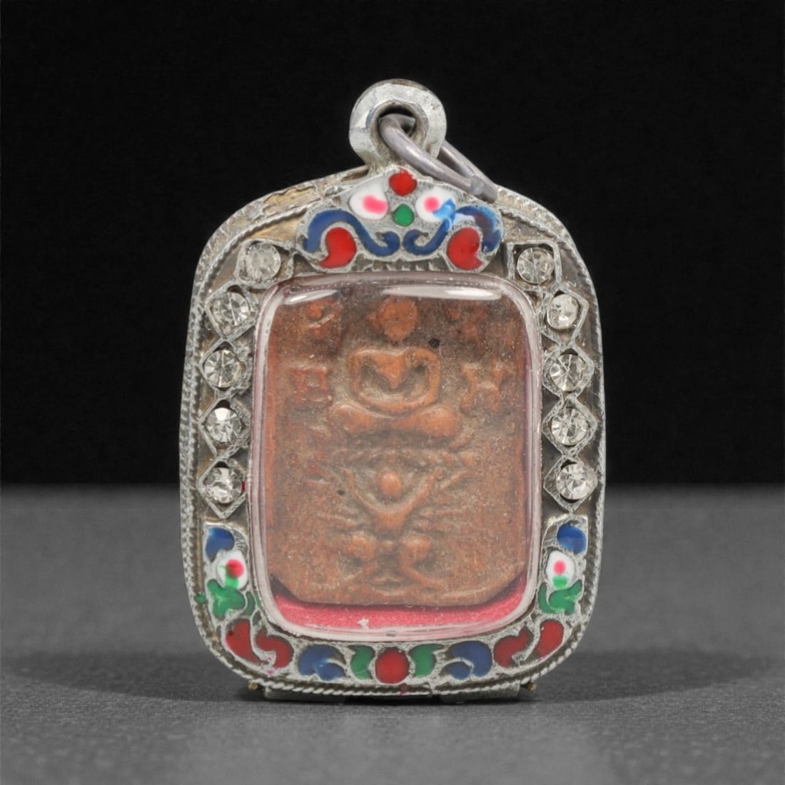 A Thai Enamel and Silver-Mounted Amulet Pendant, 20th Century, 10FP (1 of 2)