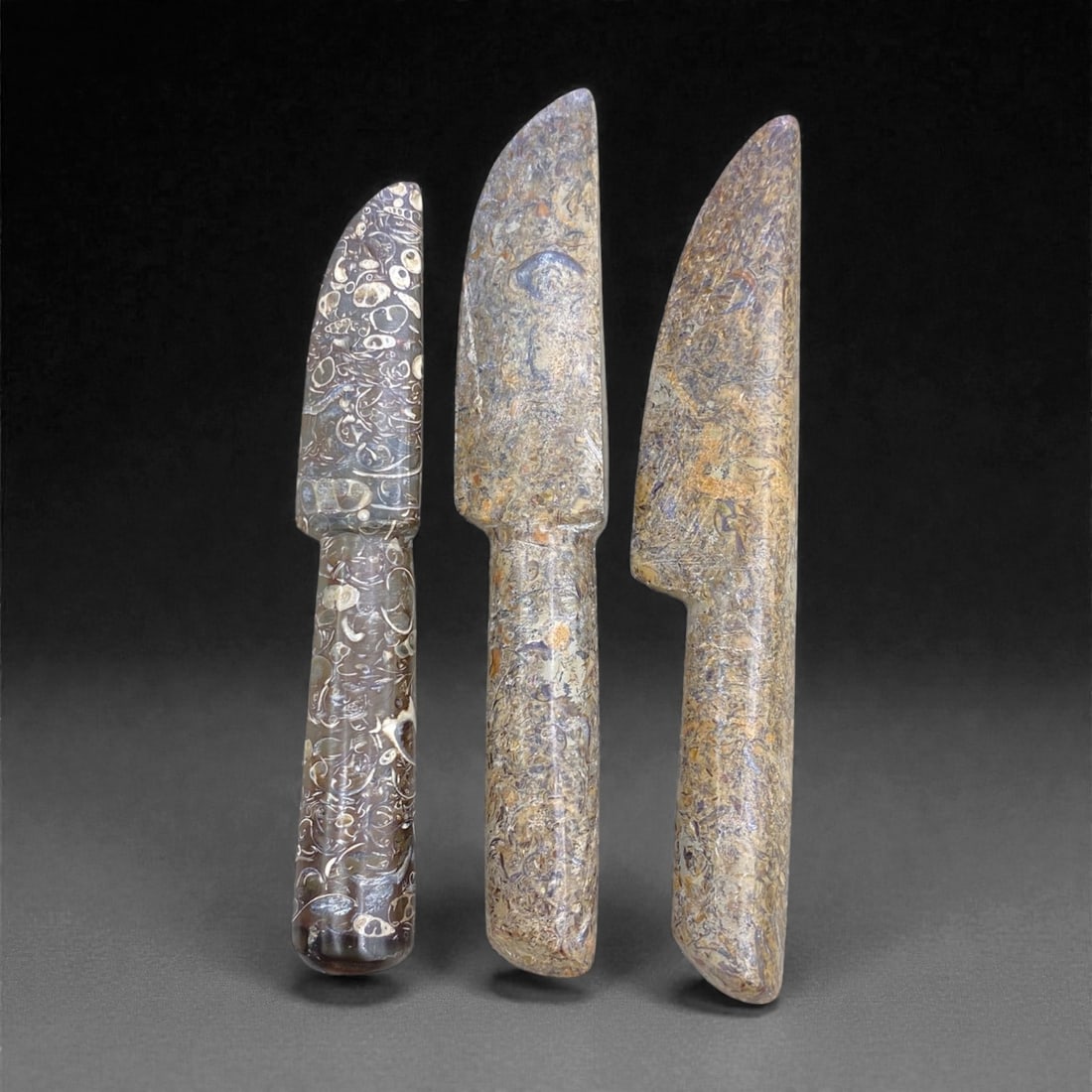 A Group of Three Siberian Fossilized Stone Ritual Knives, 19th Century, 124g, 98AA (1 of 1)