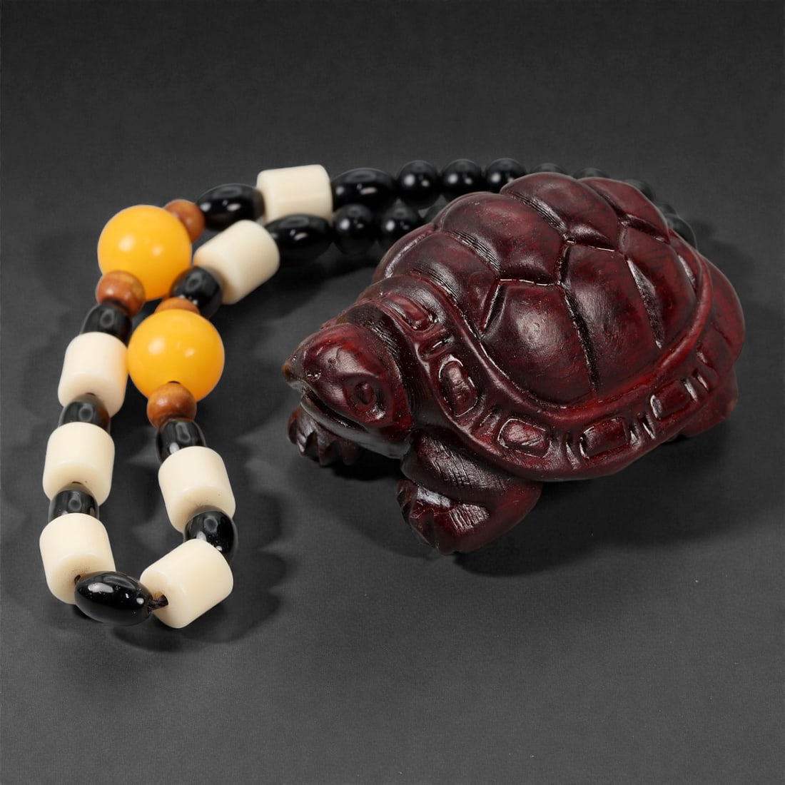 A Chinese Wood Tortoise Carving, 20th Century, 67YB (1 of 3)