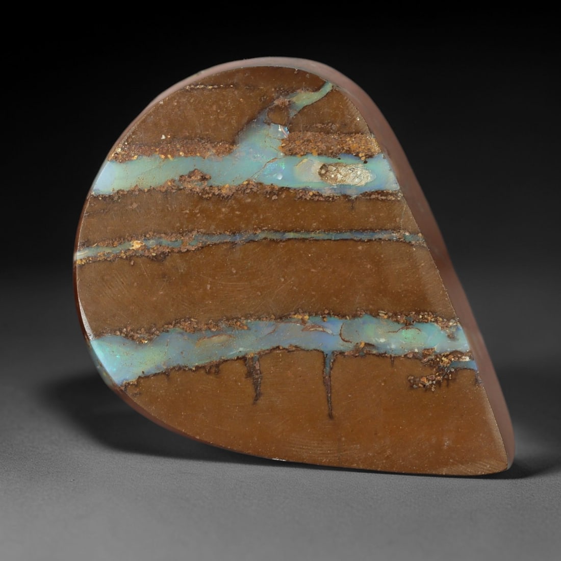 15.19ct Boulder Opal Cabochon - Banded Matrix & Play-of-Color Specimen, 34XM (1 of 2)
