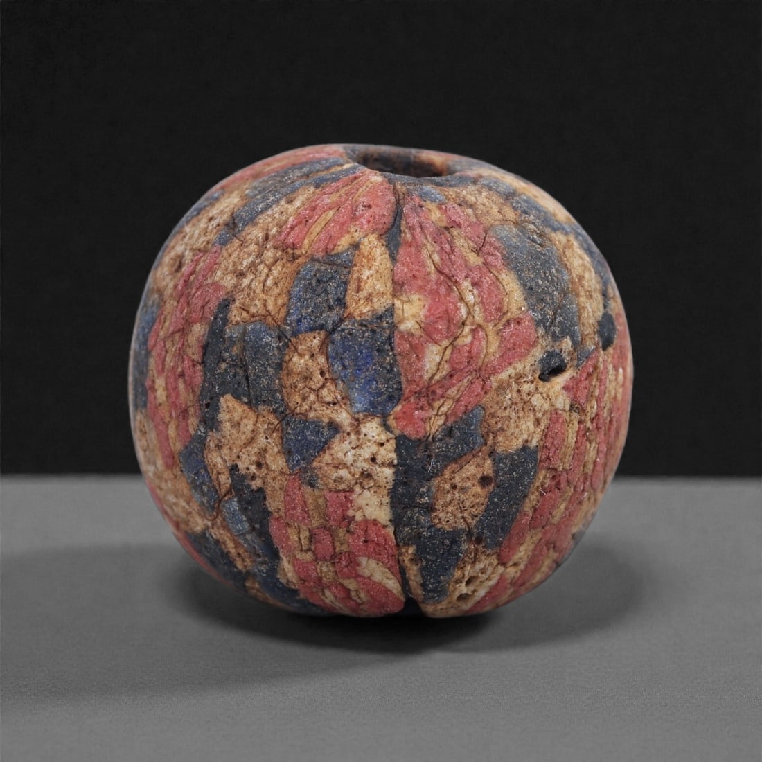 Ancient Glass Bead - Roman Mosaic Sphere, 52J (1 of 2)
