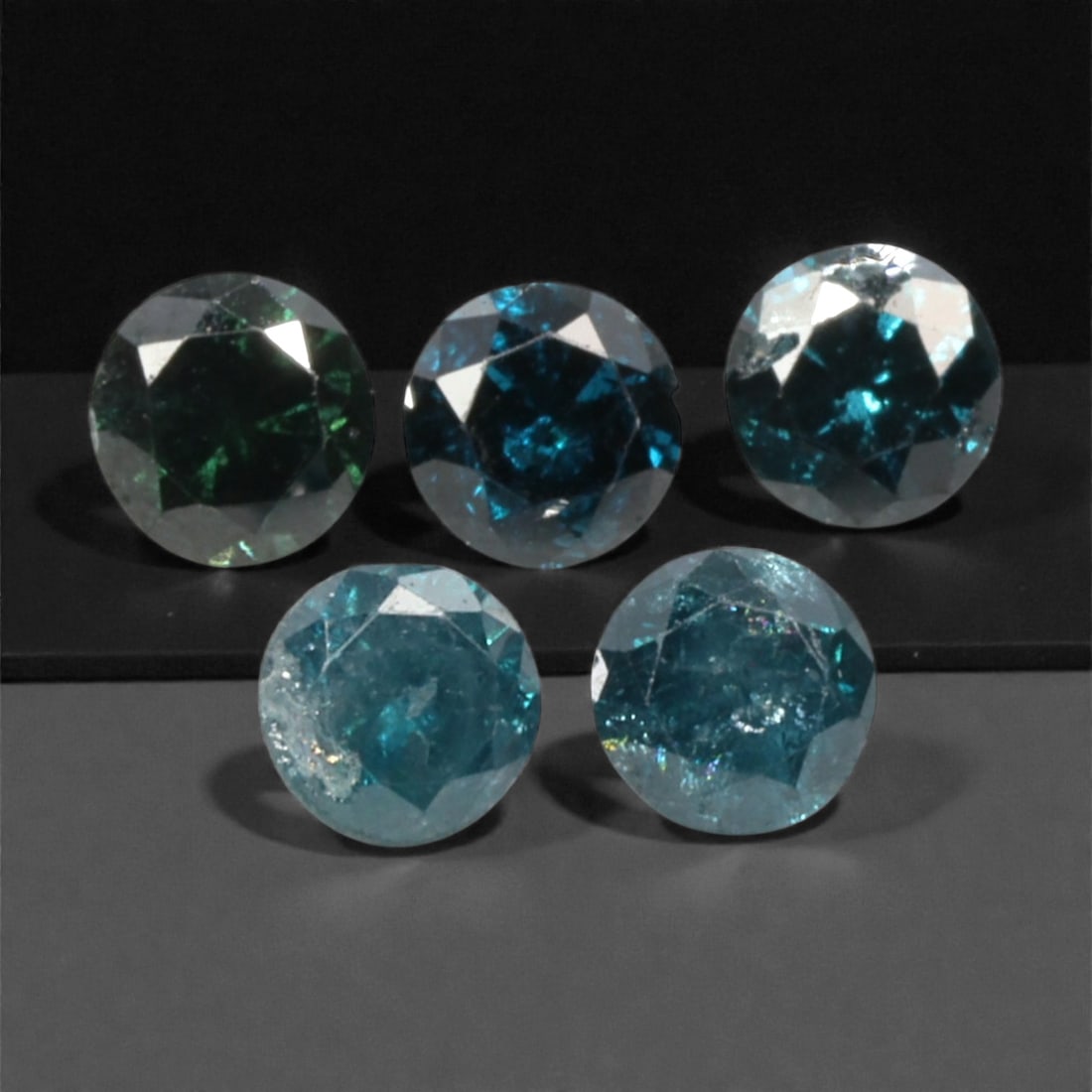 5 Pieces Irradiated Blue Diamond Parcel - Round Brilliant Cut, 2.4mm, 254A (1 of 1)
