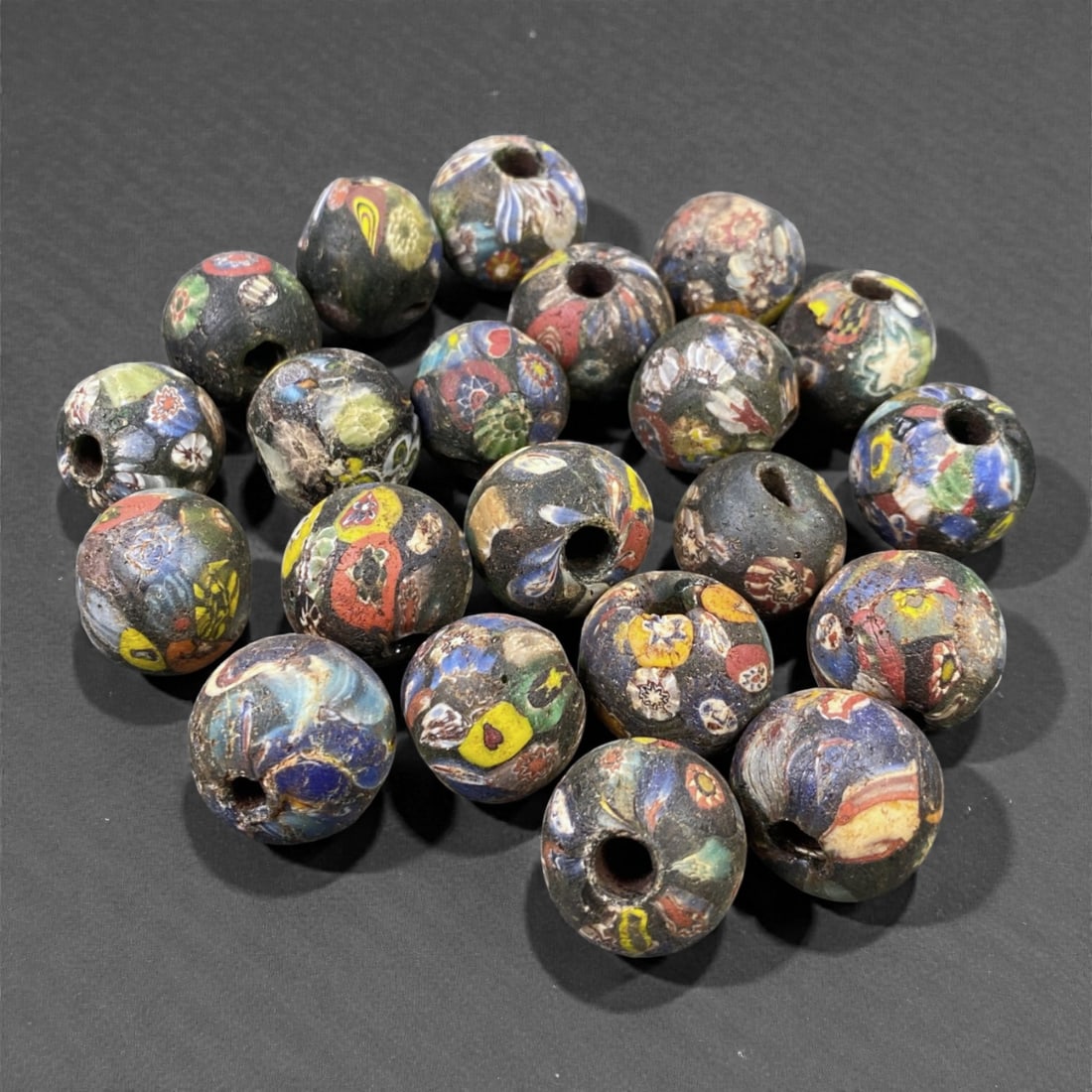 Venetian Glass Scramble Cane Beads, 19th Century, 13W, 13W (1 of 1)