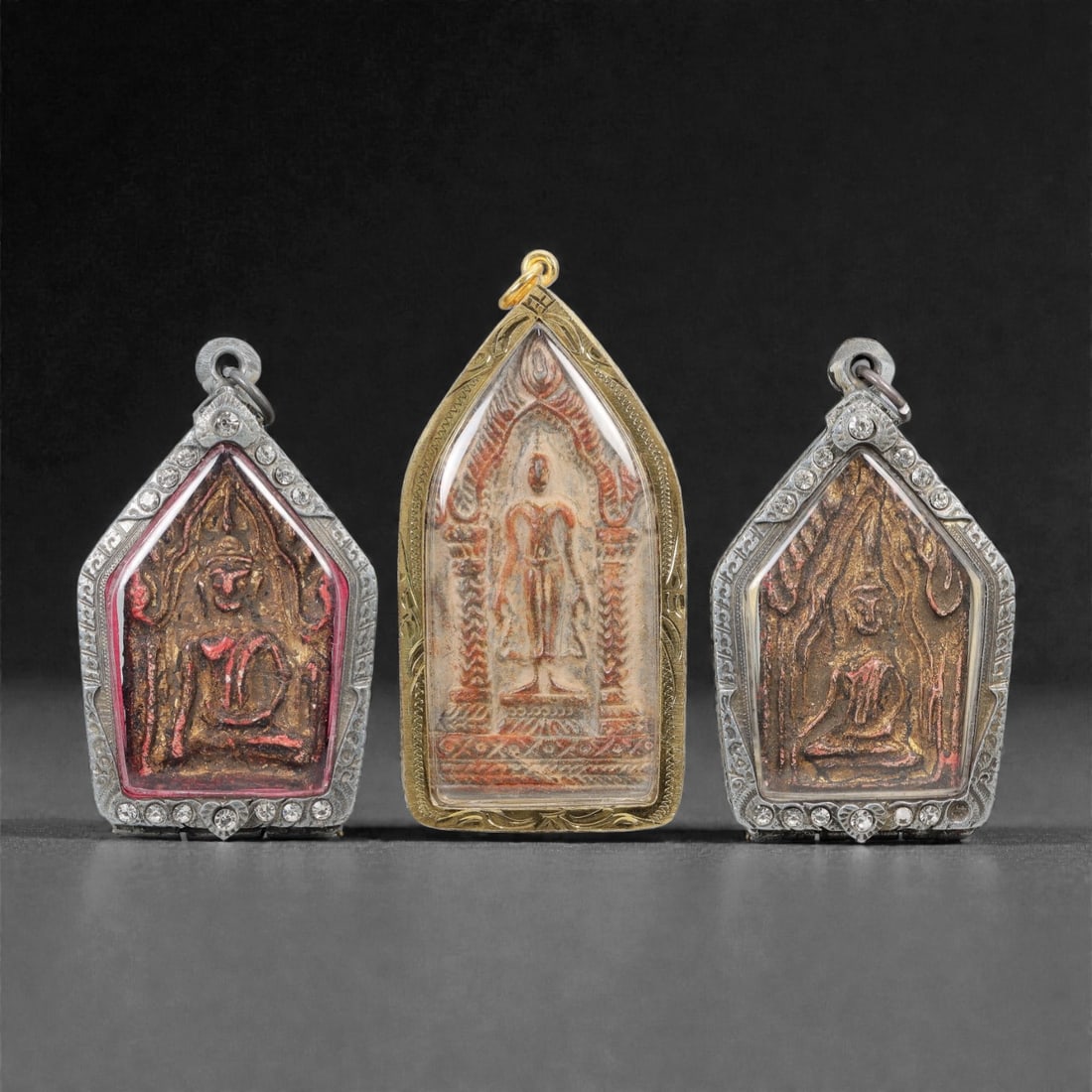 A Group of Three Thai Terracotta Buddha Amulets, 20th Century, 46FL (1 of 1)