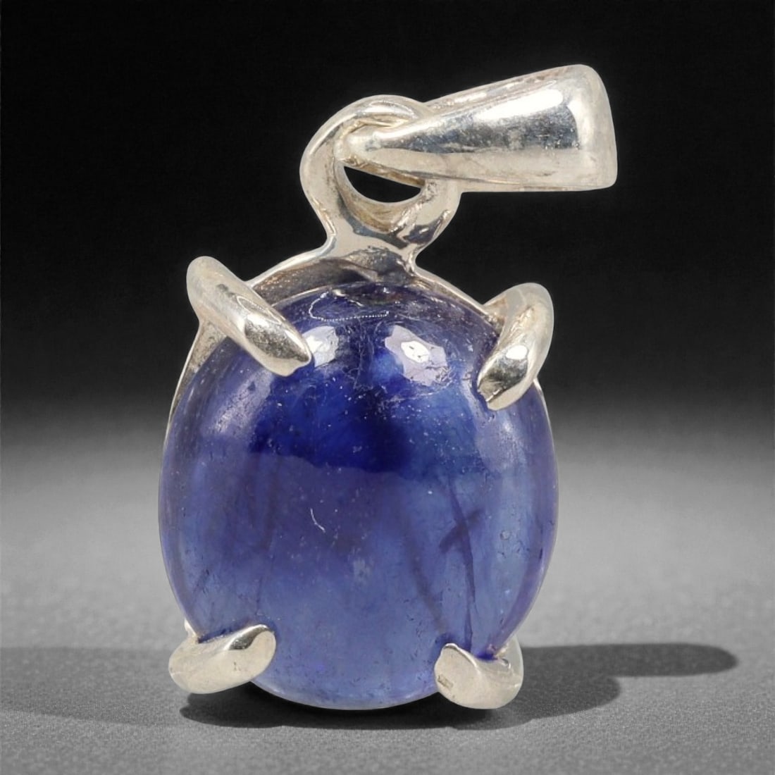 6.12 Carats Deep Blue Sapphire Cabochon Pendant - Sterling Silver Setting, 143A (1 of 1)