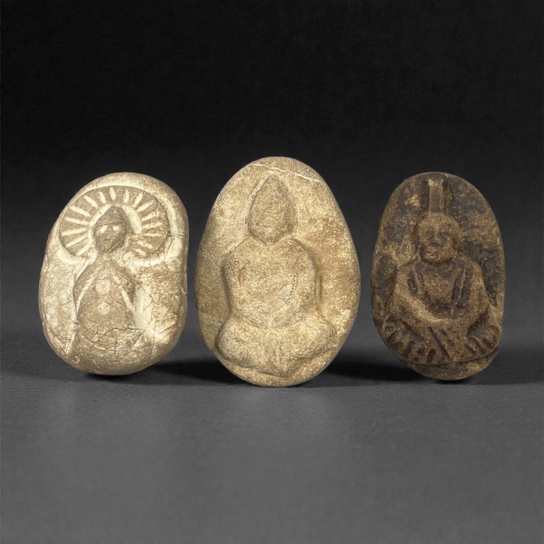 A Group of Three Edo Period Buddhist Stone Carvings, 17th-19th Century, 6FN (1 of 1)