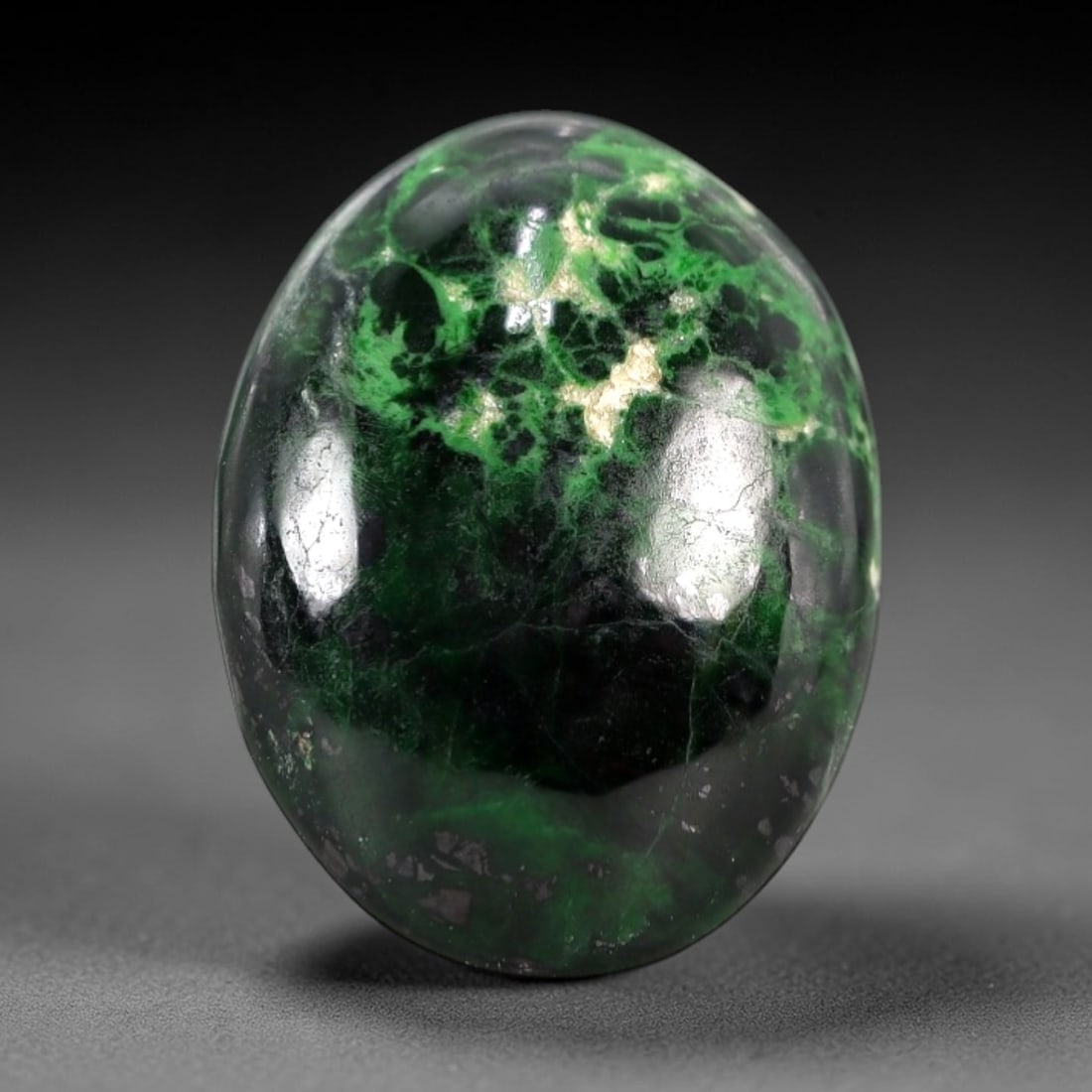 6.94 Carats Deep Green and Cream Vein Maw Sit Sit Jade Cabochon - Natural Burmese Stone, 6AB (1 of 1)