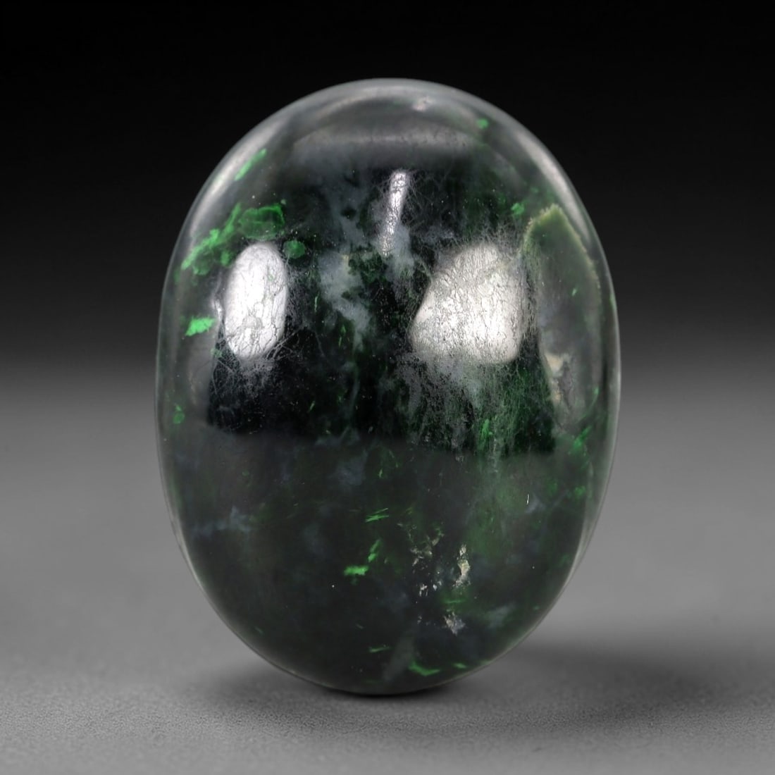26.34 Carats Dark Matrix and Green Spot Maw Sit Sit Jade Cabochon - Natural Burmese Stone, 34AB (1 of 1)