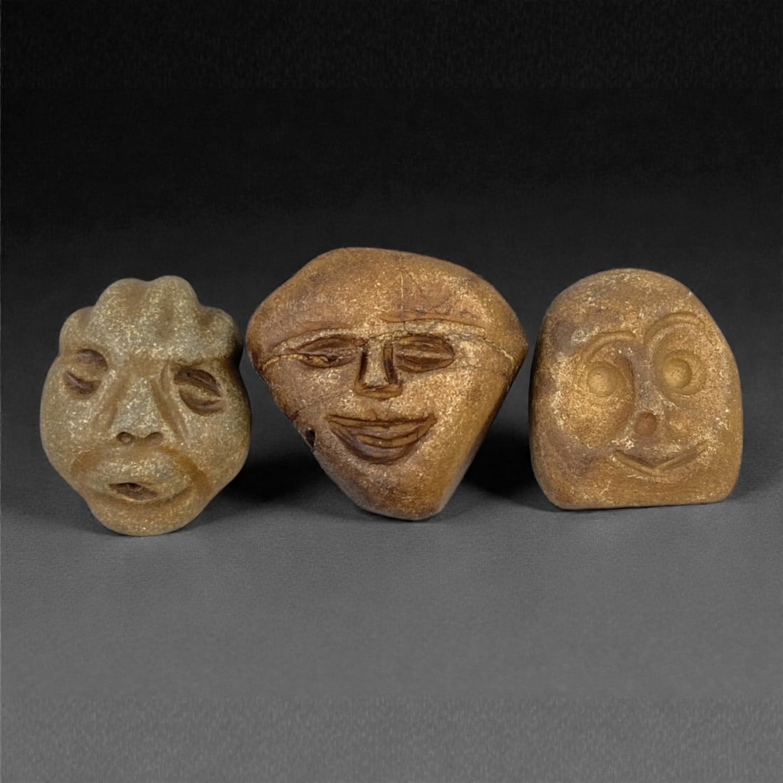 A Group of Three Medieval Stone Maskette Amulets, 10th-14th Century, 43FP (1 of 1)