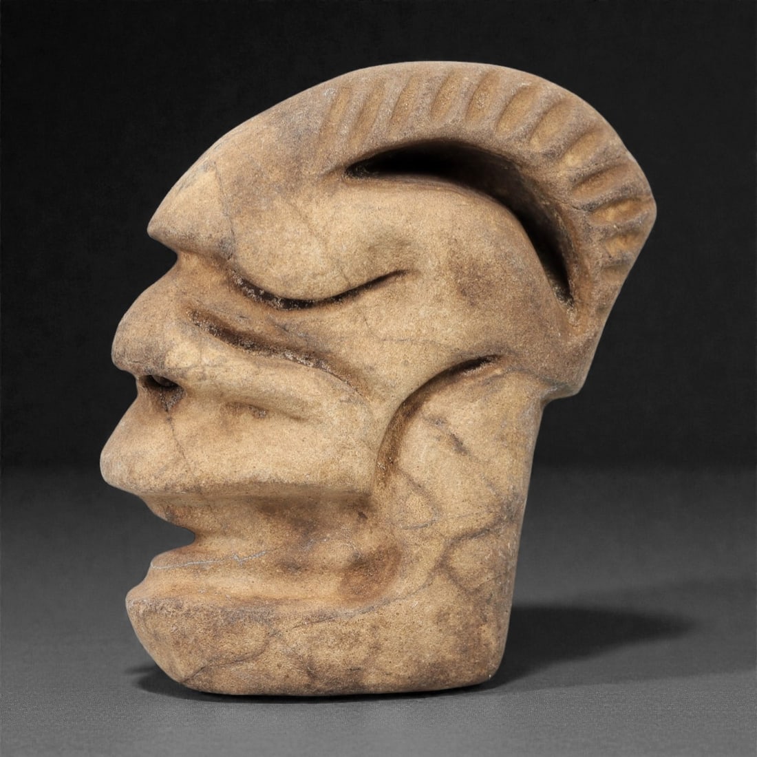 A Pre-Columbian Stone Head, 10th-15th Century, 21FM (1 of 2)