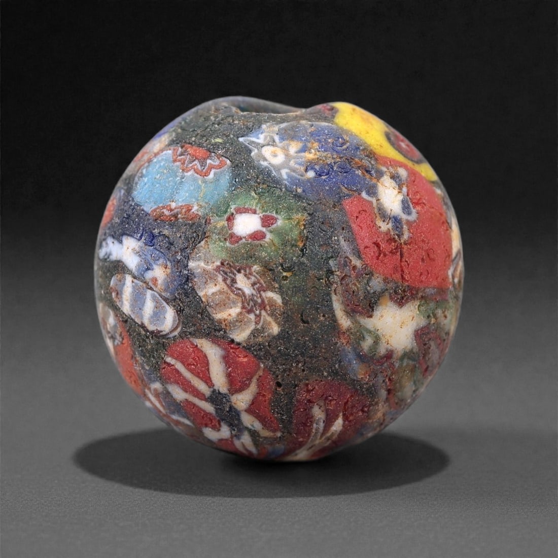 Antique Glass Bead - Venetian Scramble Cane Sphere, 28Z (1 of 2)