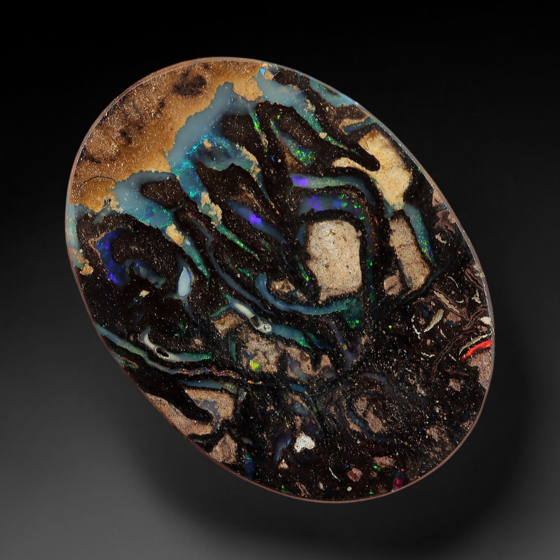 2.68 Carats Koroit Boulder Opal Cabochon - Natural Australian Stones 12.8x9.5mm, 11XM (1 of 2)