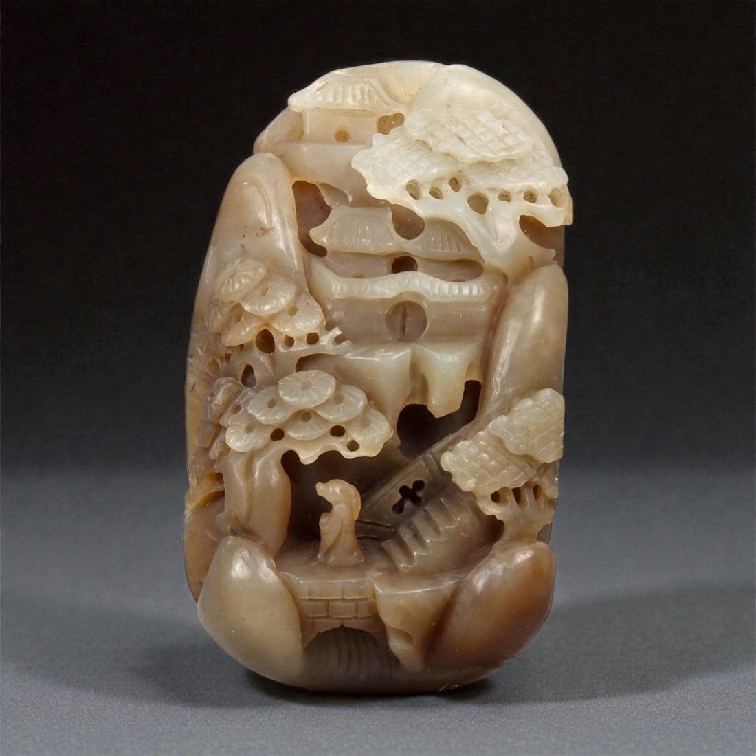 A Chinese Nephrite Jade Openwork Landscape Plaque, 20th Century, 49FB (1 of 2)