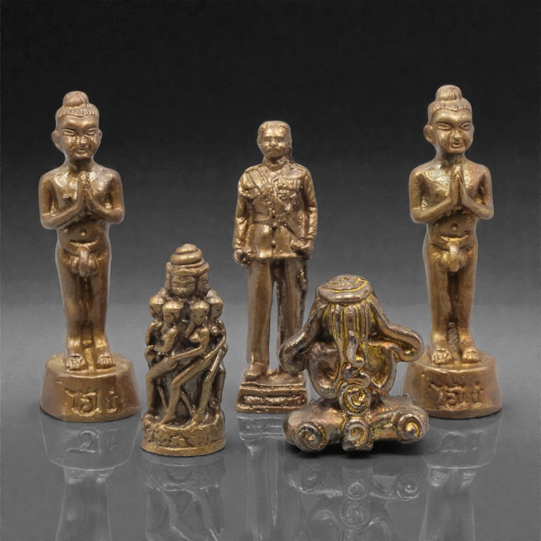 Five Thai Bronze Miniature Figures, 20th Century, 12FM (1 of 1)